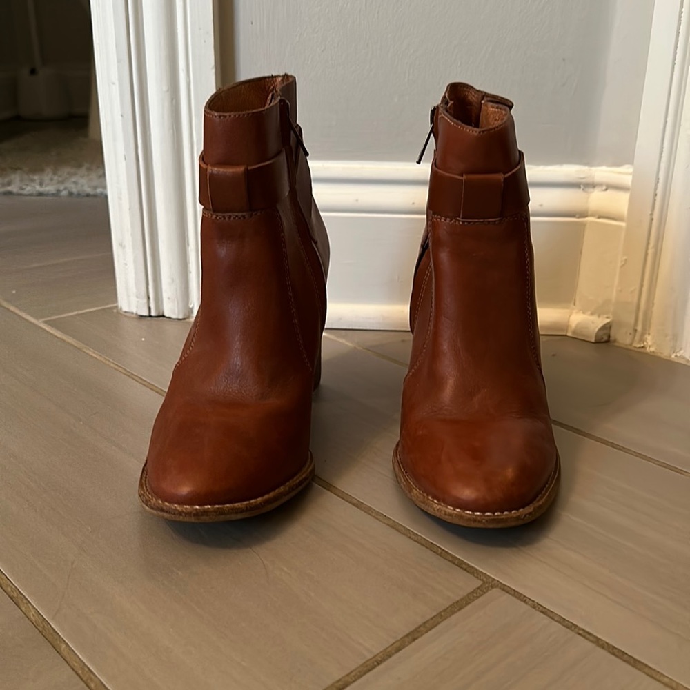 Brown leather madewell leather booties